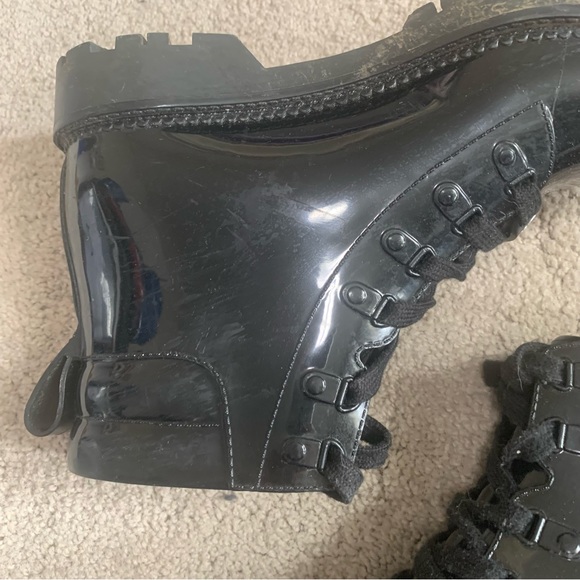 Sam Edelman Circus Shiny Patent Leather Lace Up Chunky Combat Boots - Picture 11 of 13